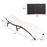2 Pieces Folding Patio Lounger Chair