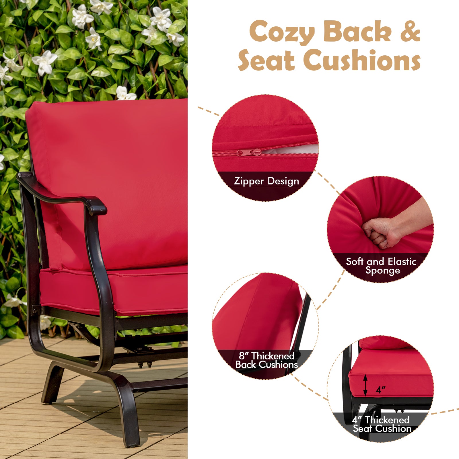 3 Piece Patio Rocking Chair Set with Coffee Table