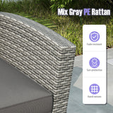 4 Pieces Patio Rattan Furniture Set Sofa Table with Storage Shelf Cushion