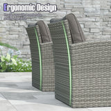 4 Pieces Patio Rattan Furniture Set Sofa Table with Storage Shelf Cushion