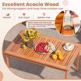 4 Pieces Patio Furniture Set Acacia Wood Porch Chairs with Table