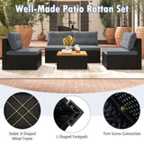 5 Piece Outdoor Furniture Set with Solid Tabletop and Soft Cushions