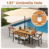 7-Piece Patio Dining Set Wood Metal with Seat Cushions and Umbrella Hole