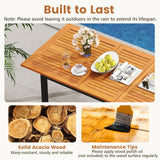 7-Piece Patio Dining Set Wood Metal with Seat Cushions and Umbrella Hole