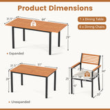 7-Piece Patio Dining Set Wood Metal with Seat Cushions and Umbrella Hole