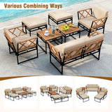 7 Piece Outdoor Conversation Set with Cushions and Bungee Rope Seat