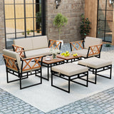 7 Piece Outdoor Conversation Set with Cushions and Bungee Rope Seat