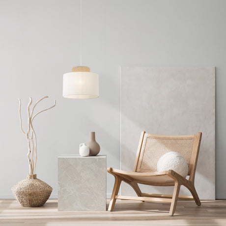 Duo White Jute Scandinavian Pendant Ceiling Light for Kitchen Island, Dining Room & Natural Interiors