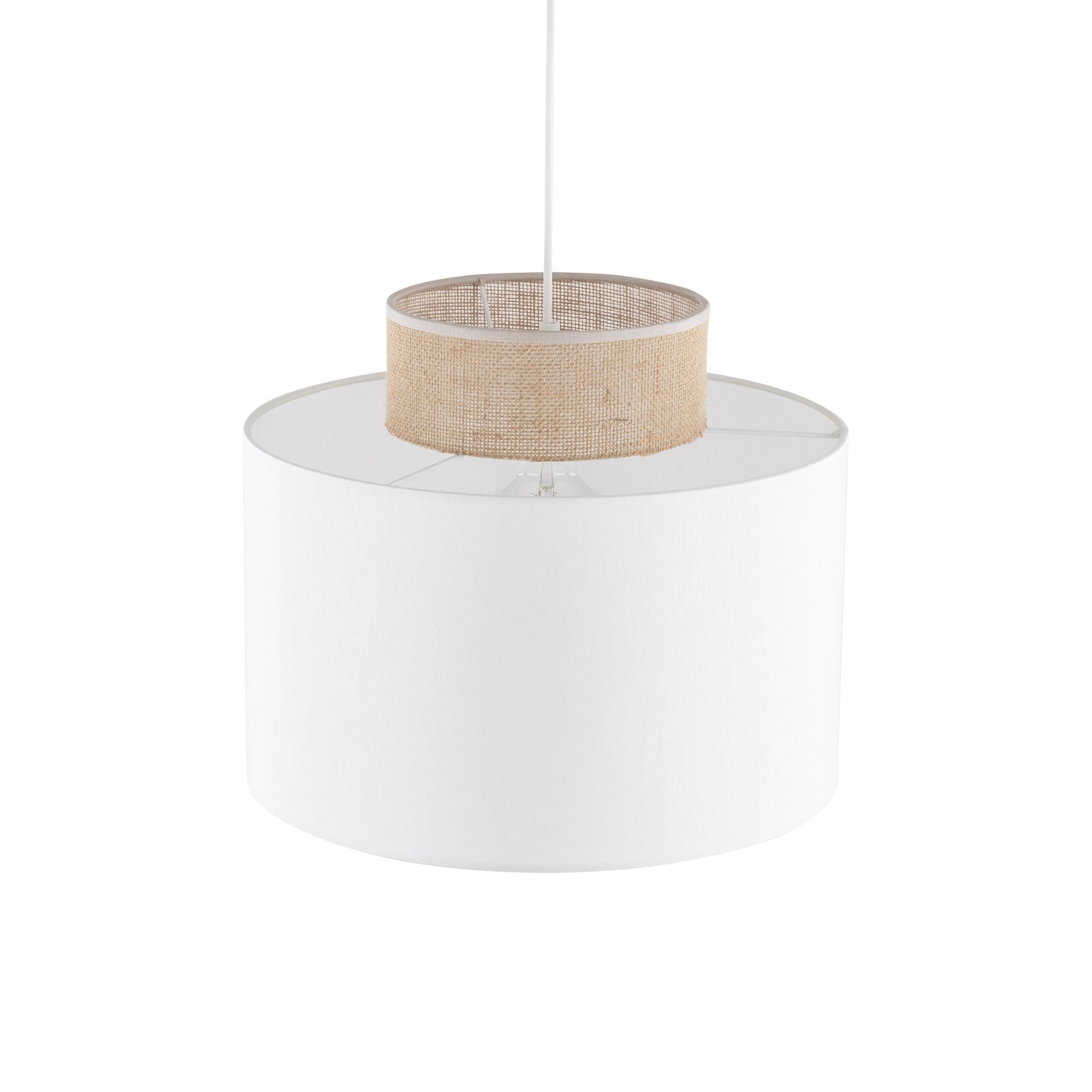 Duo White Jute Scandinavian Pendant Ceiling Light for Kitchen Island, Dining Room & Natural Interiors