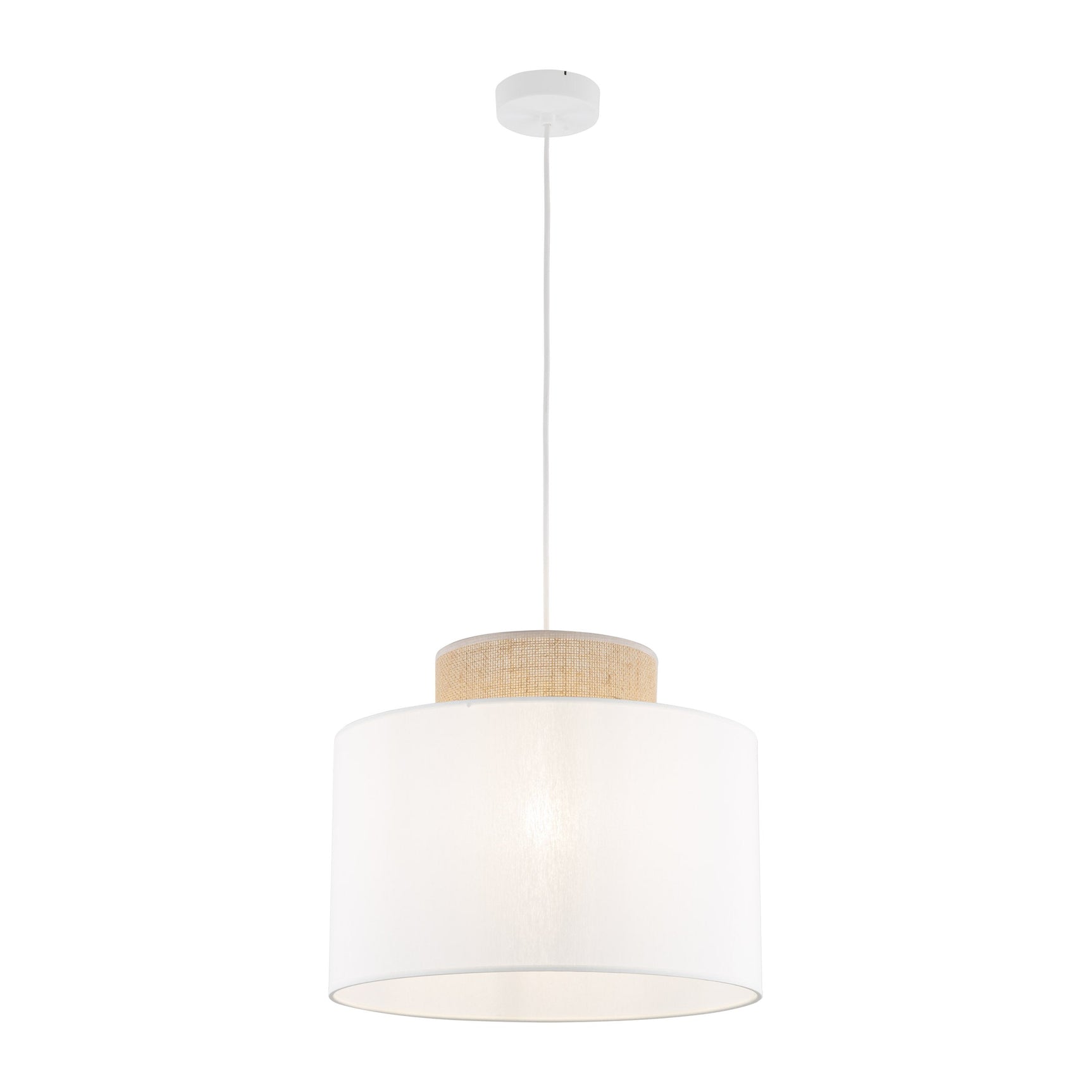Duo White Jute Scandinavian Pendant Ceiling Light for Kitchen Island, Dining Room & Natural Interiors
