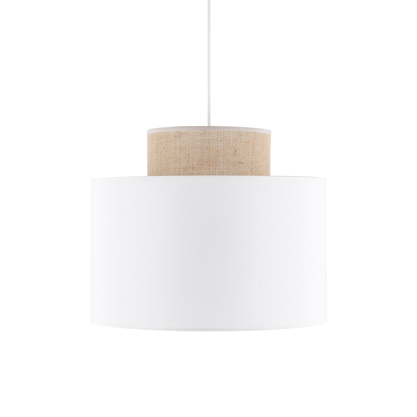 Duo White Jute Scandinavian Pendant Ceiling Light for Kitchen Island, Dining Room & Natural Interiors
