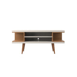 Eureka Modern 53.14" TV Stand with 4 Shelves - Off White Gloss/Maple Cream