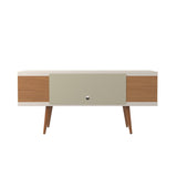 Eureka Modern 53.14" TV Stand with 4 Shelves - Off White Gloss/Maple Cream