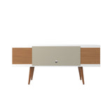 Eureka Modern 53.14" TV Stand with 4 Shelves - White Gloss/Maple Cream