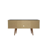 Eureka Modern 53.14" TV Stand with 4 Shelves - Black/Maple Cream