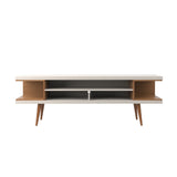 Eureka Modern 70.47" TV Stand with 4 Shelves - Off White Gloss/Maple Cream