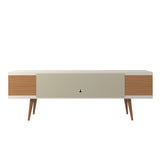 Eureka Modern 70.47" TV Stand with 4 Shelves - Off White Gloss/Maple Cream