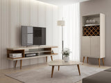Eureka Modern 70.47" TV Stand with 4 Shelves - Off White Gloss/Maple Cream