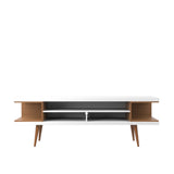 Eureka Modern 70.47" TV Stand with 4 Shelves - White Gloss/Maple Cream