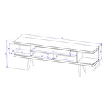 Eureka Modern 70.47" TV Stand with 4 Shelves - White Gloss/Maple Cream