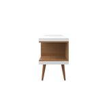 Eureka Modern 70.47" TV Stand with 4 Shelves - White Gloss/Maple Cream
