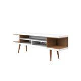 Eureka Modern 70.47" TV Stand with 4 Shelves - White Gloss/Maple Cream