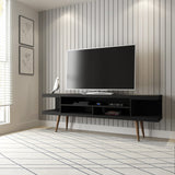 Eureka Modern 70.47" TV Stand with 4 Shelves - Black/Maple Cream