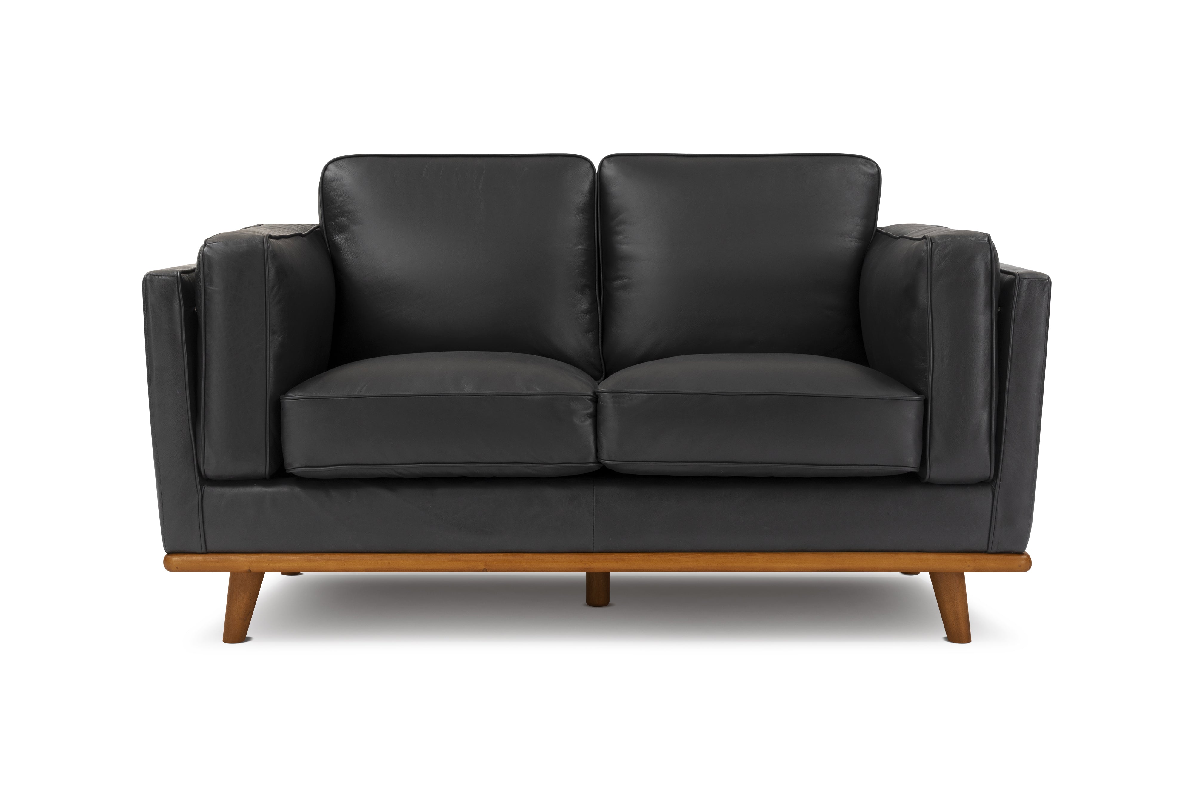 Valencia Artisan Loveseat Leather Sofa, Black