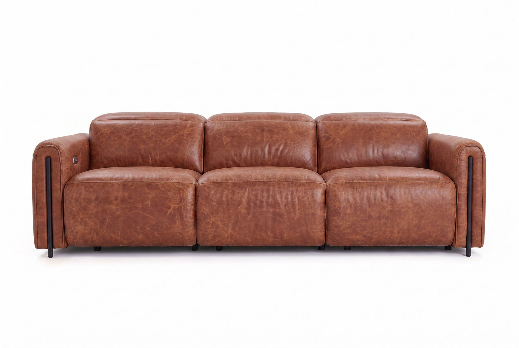 Octavia Distressed Italian Aniline Leather Dual Reclining Sofa
