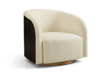Rowan Oak Wood Fabric Swivel Chair