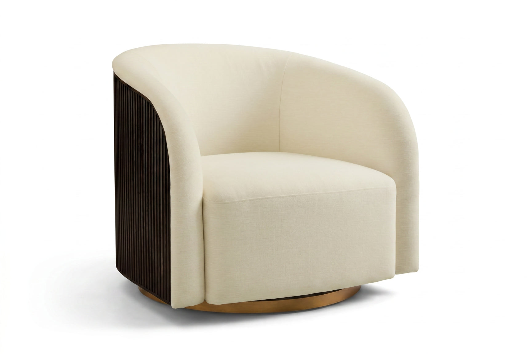 Rowan Oak Wood Fabric Swivel Chair