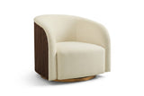 Rowan Oak Wood Fabric Swivel Chair