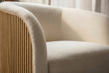 Rowan Oak Wood Fabric Swivel Chair