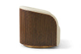 Rowan Oak Wood Fabric Swivel Chair