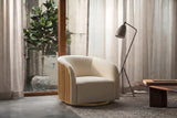 Rowan Oak Wood Fabric Swivel Chair