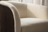 Rowan Oak Wood Fabric Swivel Chair