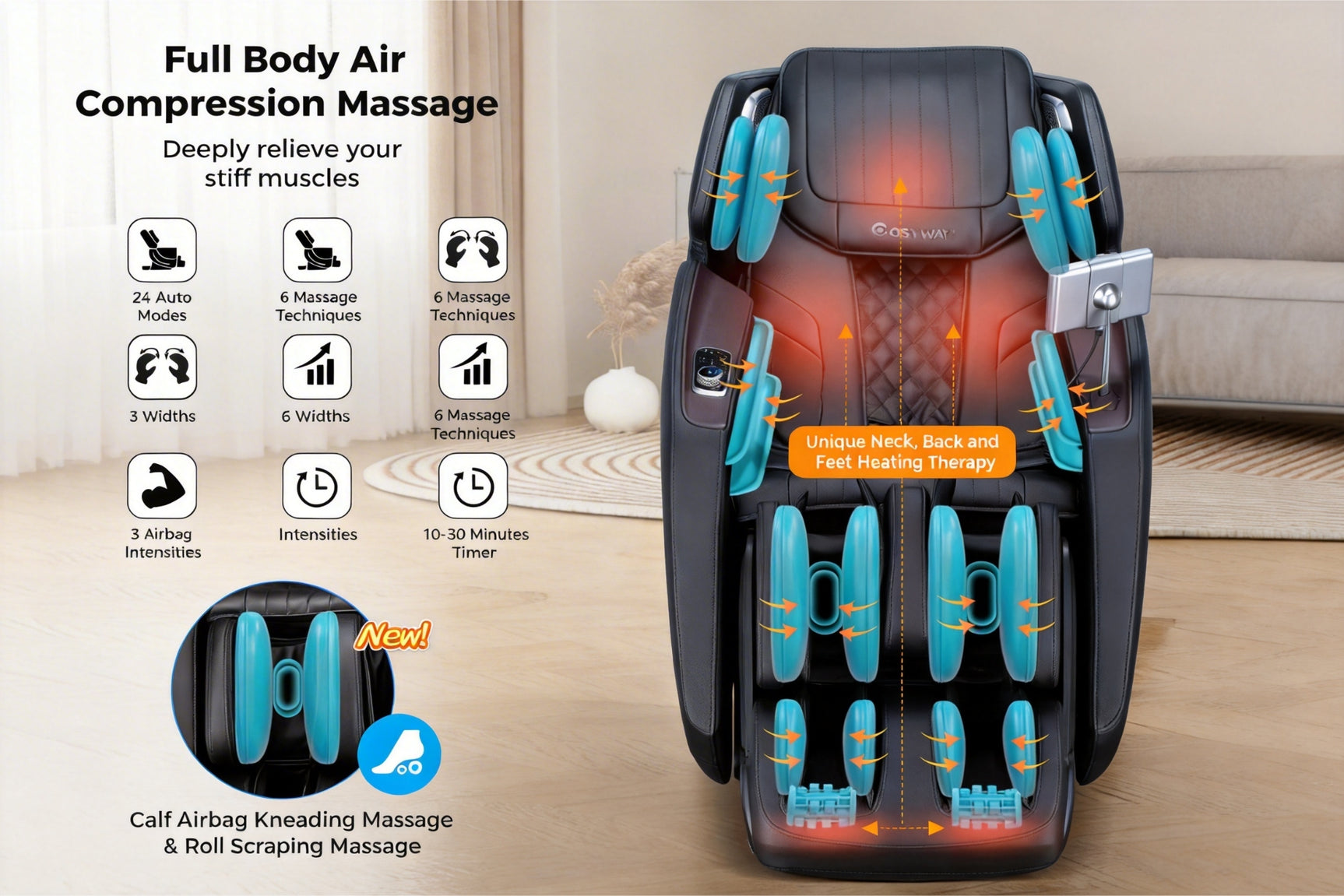 Costway-4D SL-Track Full Body Massage Chair, Zero-Gravity Design