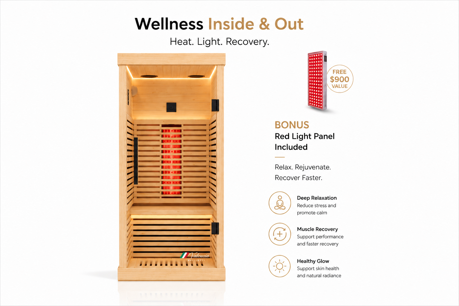 Valencia Aura™ Full Spectrum Low-EMF 1-Person Infrared Sauna