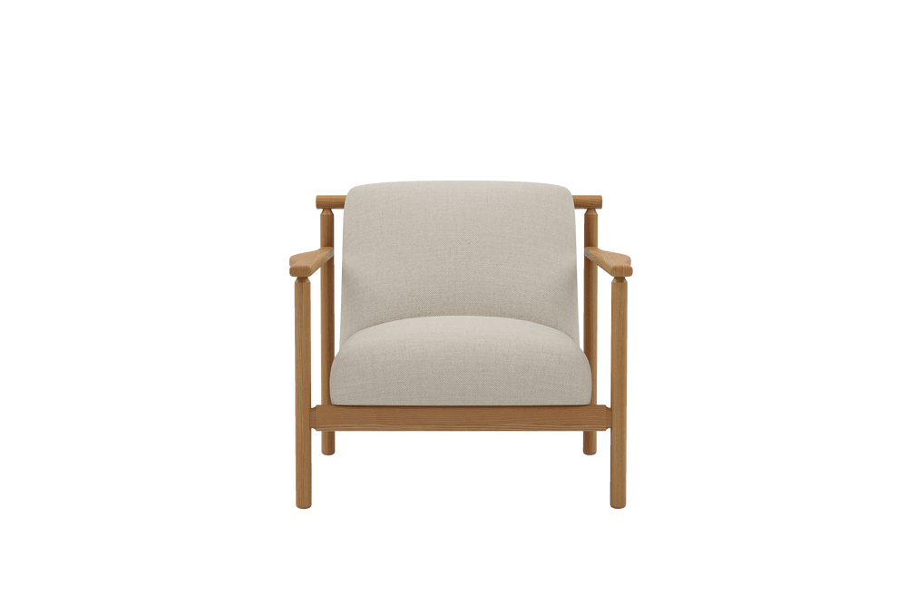 Valencia Regal Fabric Upholstered Wood Frame Accent Chair, Beige Color