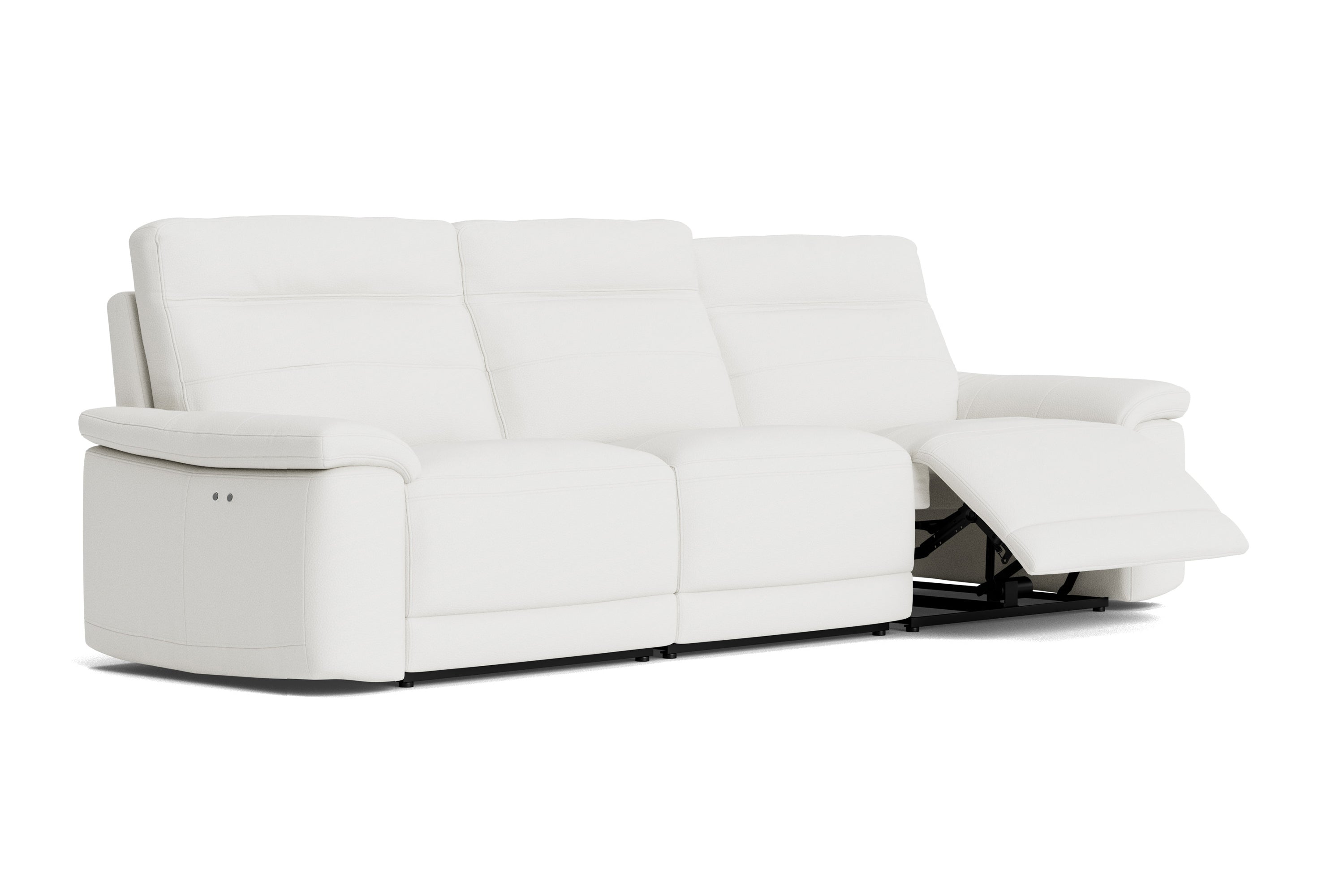 Valencia Vivian Top Grain Leather Three Seats Sofa, Winter White