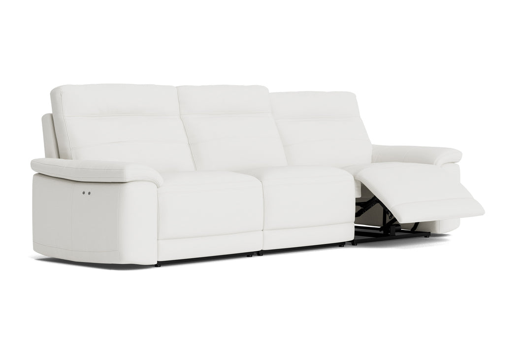 Valencia Vivian Top Grain Leather Three Seats Sofa, Winter White