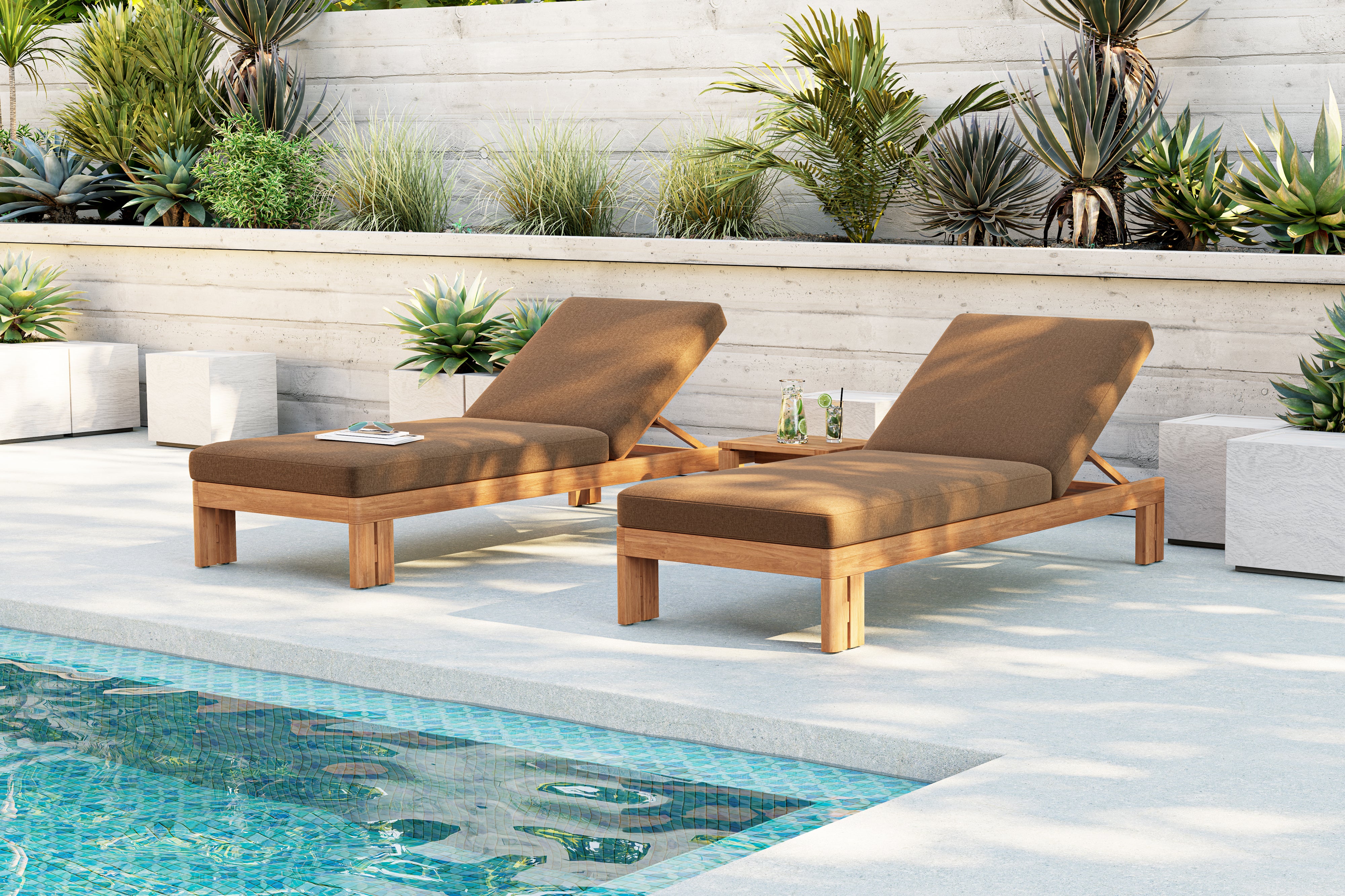 Valencia Roberto Natural Teak Outdoor Chaise, Brown