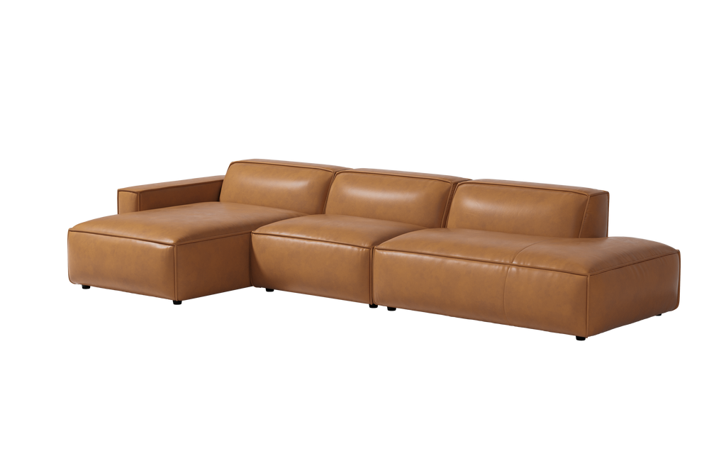 Valencia Nathan Chaise Lounge Lounge Trio, Caramel Brown Color