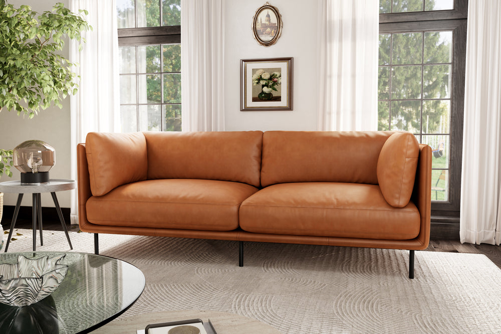 Valencia Chloe Leather Loveseat Sofa, Cognac