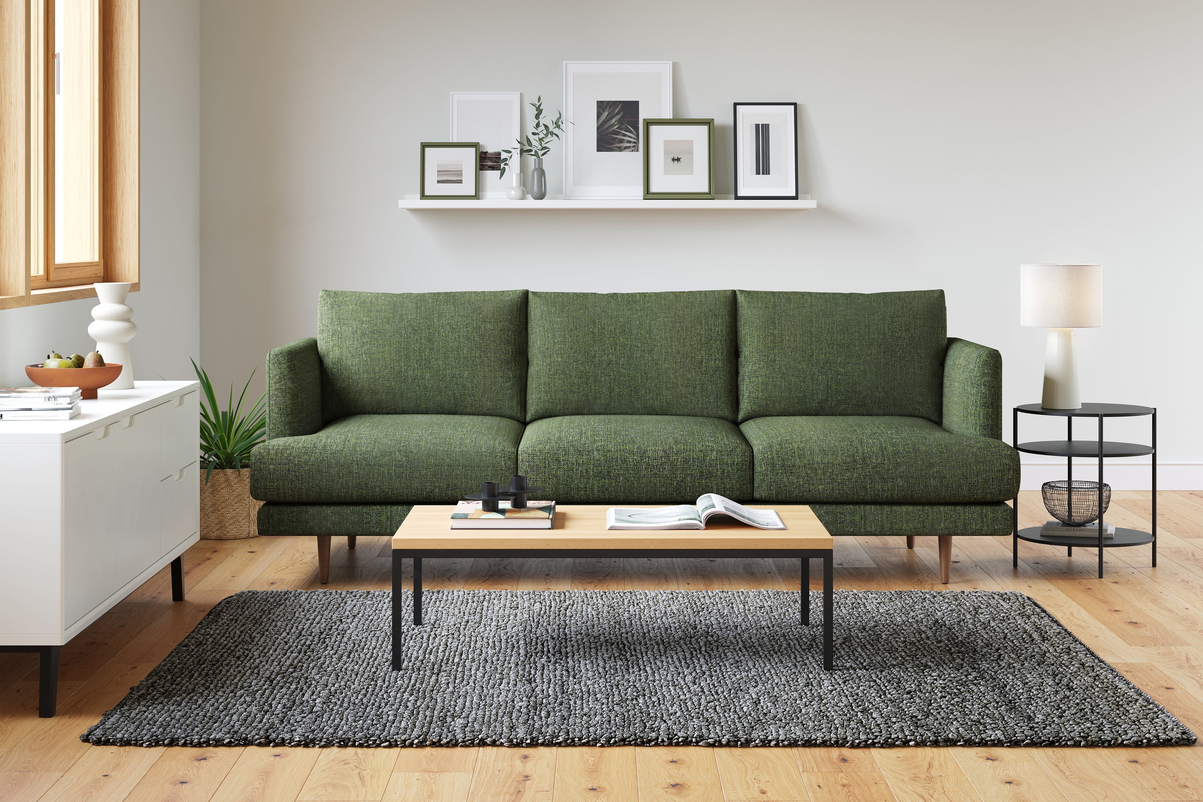 Valencia Bettina Fabric Three Seats Sofa, Forest Green