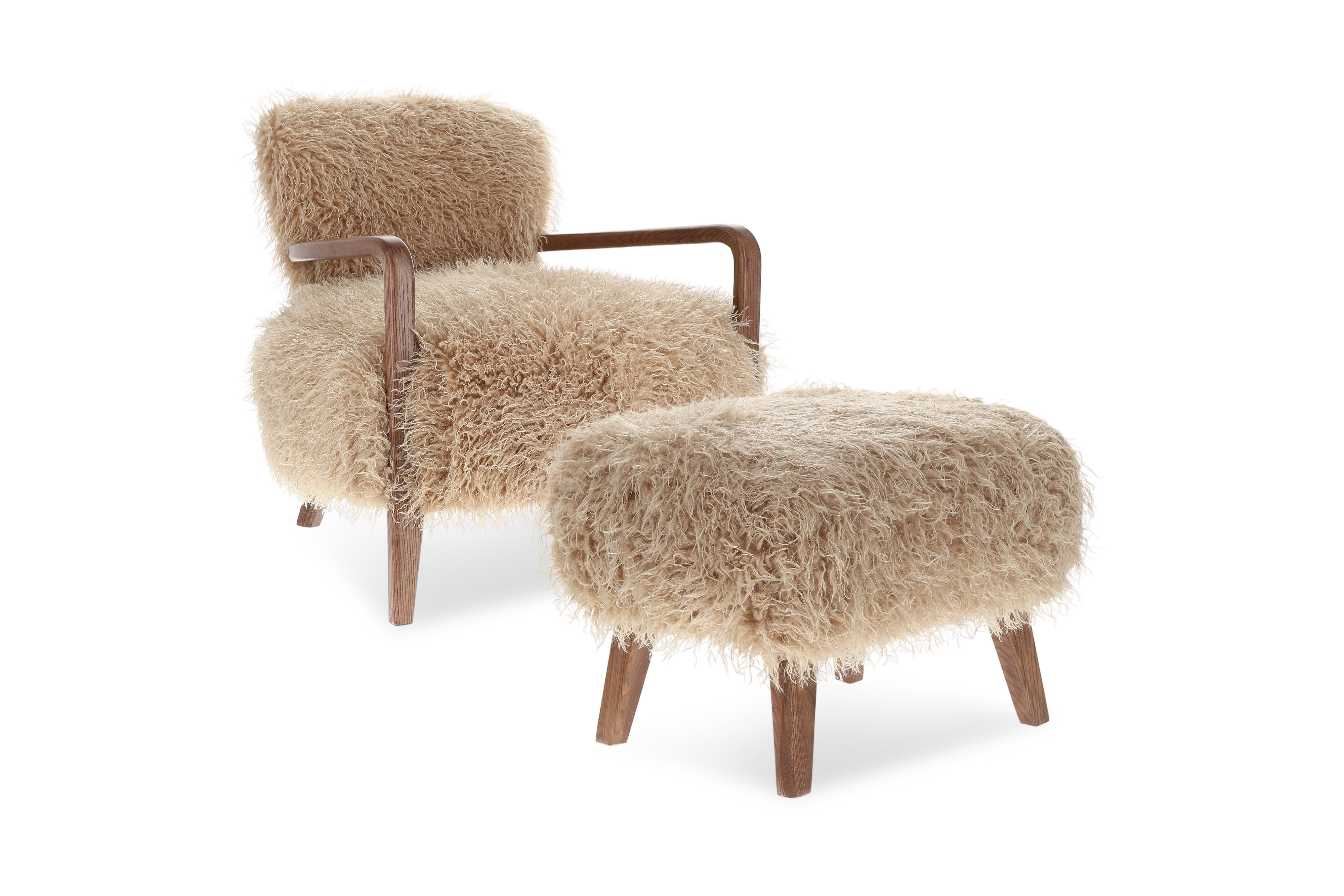 Valencia Willow Faux Sheepskin Accent Chair, Beige Color