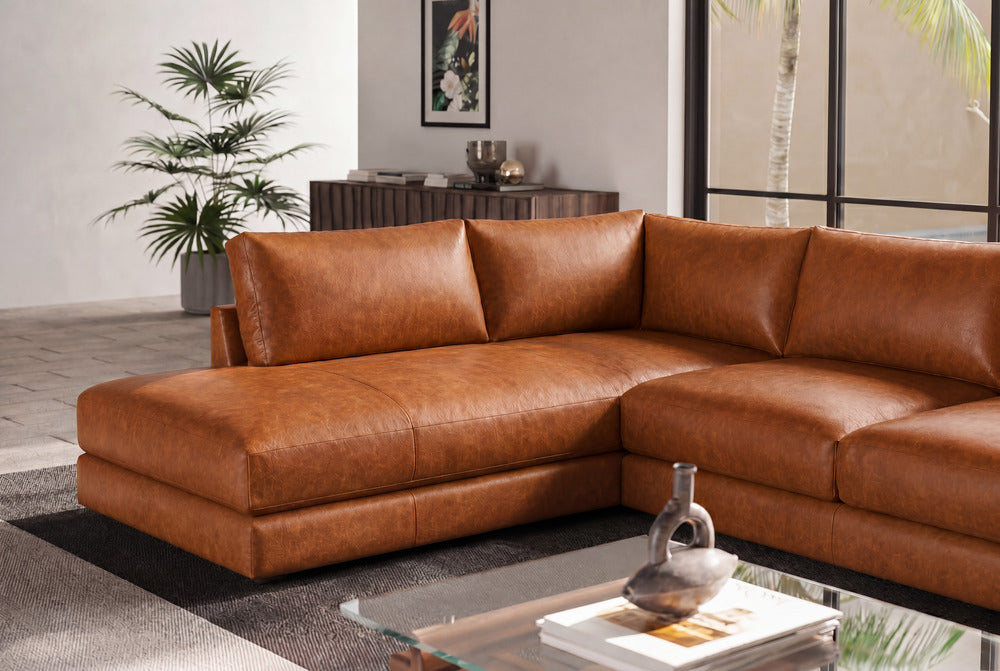 Serena Leather Sectional Sofa - Distressed