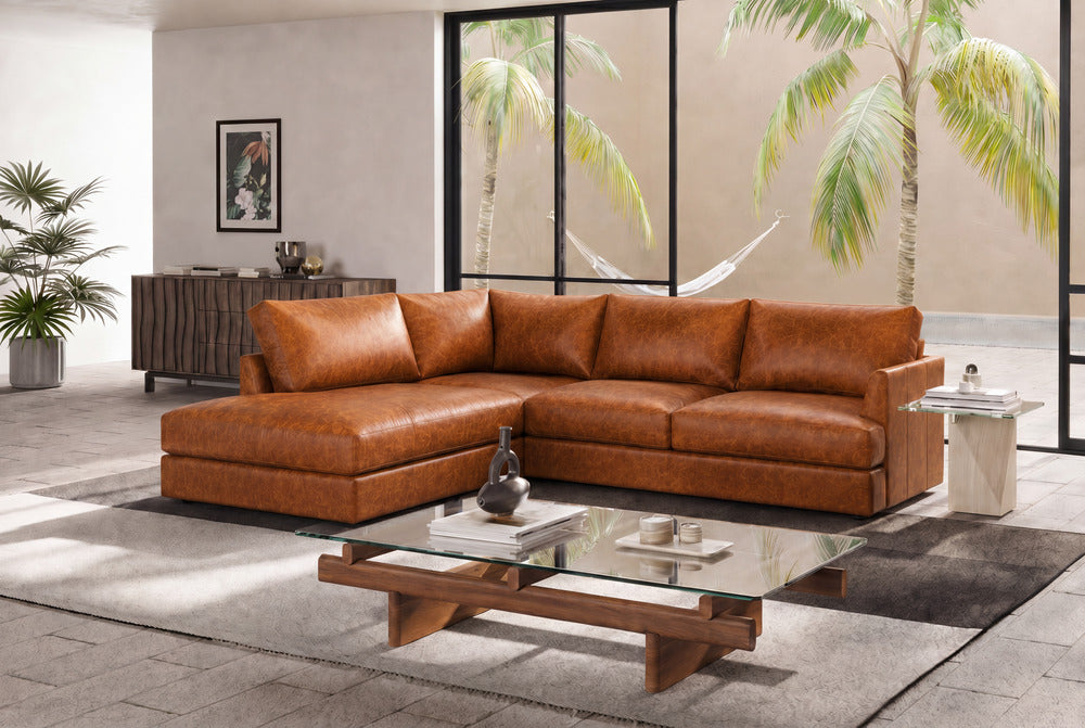 Serena Leather Sectional Sofa - Distressed