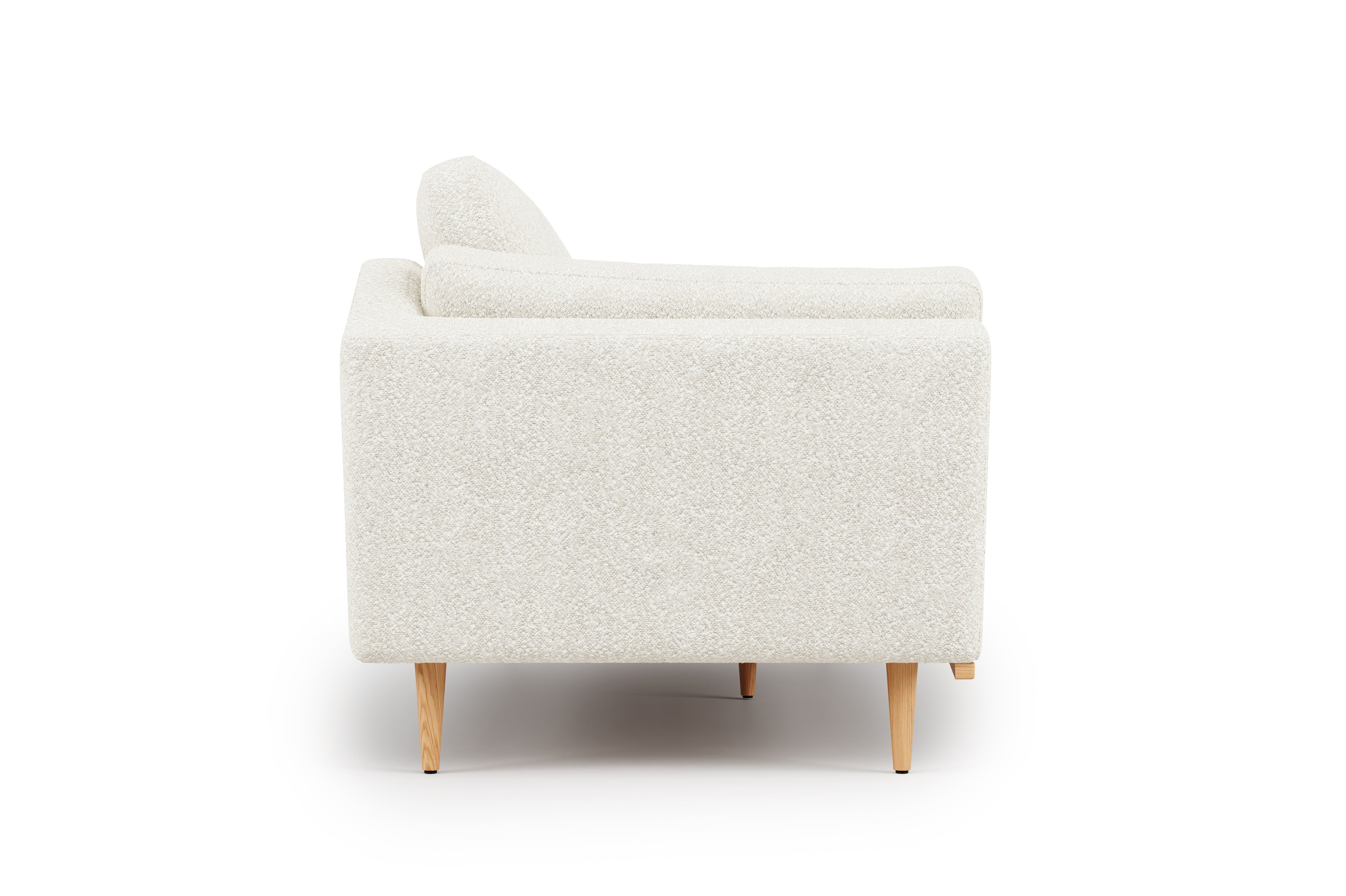 Valencia Mila Boucle Fabric Loveseat Sofa with Wood Base, Beige