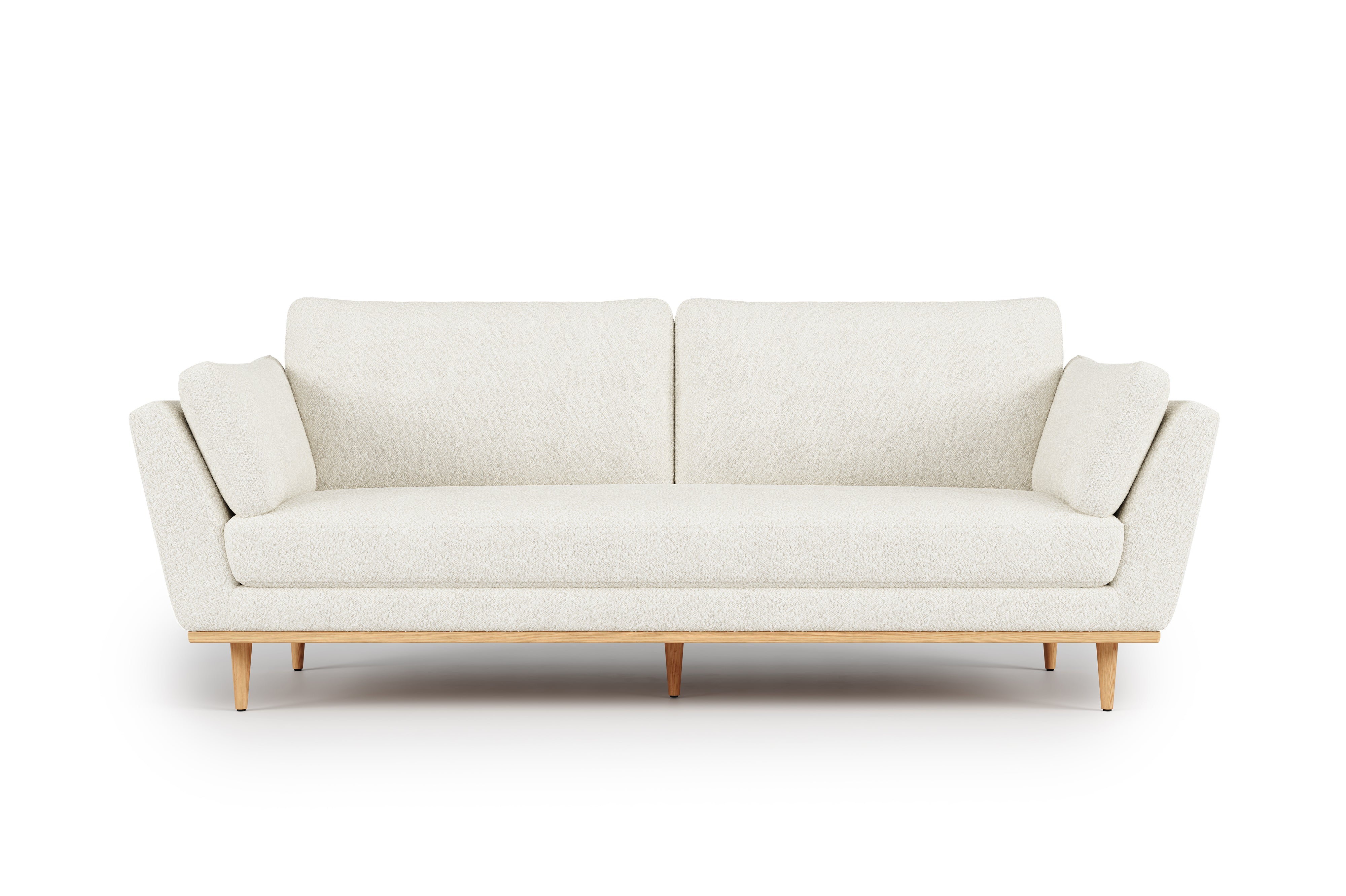 Valencia Mila Boucle Fabric Loveseat Sofa with Wood Base, Beige